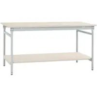 Manuflex BB5201.7035 Compleet bijzettafel basis stationair met melamine schijf + legplank, bxdxh: 750 x 500 x 780 mm Grijs-wit (RAL 7035)