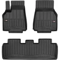 Frogum No.77 - Automatten set - Geschikt voor Tesla Model Y vanaf 2020 - 3D TPE Rubber - 3-delig (Achterbank eendelig) - Hoogte 6cm - Zwart