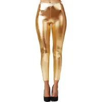 Dressforfun Metallic legging goud M - verkleedkleding kostuum halloween verkleden feestkleding carnavalskleding carnaval feestkledij partykleding - 303593