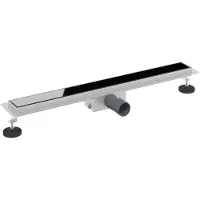 vidaXL Doucheafvoer met Glazen Deksel Zwart 70 cm Roestvrij staal 304