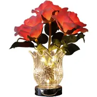 LONGZIMING -Verlichte Bloemenvaas met Roos – Decoratieve Tafellamp & Nachtlamp – Sfeervolle Kunstbloem Lamp voor Woonkamer en Slaapkamer