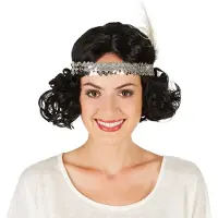 Dressforfun - Vrouwenpruik charleston met hoofdband - verkleedkleding kostuum halloween verkleden feestkleding carnavalskleding carnaval feestkledij partykleding - 301105