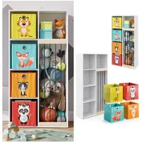 Vicco Marvin Kinderboekenkast – 72 x 143 cm met 4 vouwboxen opt.1 Wit