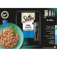 Sheba Mini Filets Vis Selectie in saus natvoer kat (zakjes 85 g) 4 x (12 x 85 g)