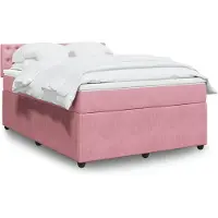 vidaXL Boxspring met matras fluweel roze 140x190 cm