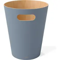 Umbra Woodrow 2-Gallon Moderne Houten Prullenbak Afvalbak Aantrekkelijke Afvalbak voor Afval of Recycling Geschikt voor Thuis of Kantoor Leisteenblauw