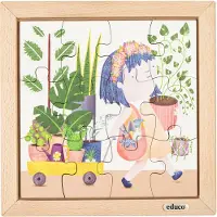 Educo Dubbelzijdige puzzel - kamerplanten - - Educatief speelgoed