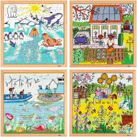 Educo Set van 4 Natuur en klimaatpuzzels - - Educatief speelgoed