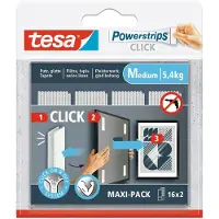 TESA Zelfklevende Strip Powerstrips Click Combo 16x2 Stuks Medium
