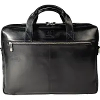 Exacompta Exactive laptoptas leer zwart tot 15,6 inch, 2 hoofdcompartimenten, voorvak, afneembare schouderriem, trolleylus