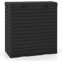 Costway Vuilnisbak met dubbel deksel, 235 l, voor buiten, met uittrekbare opvangbak en handgreep, waterdichte afvalemmer, afvalemmer voor tuin, achtertuin, terras, zwart