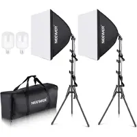 Neewer 700W equivalent softbox verlichtingsset, 2 stuks 5500K CFL verlichtingslampen, 24x24 inch softboxen met E27-fitting, fotografie continue verlichtingsset fotostudio-apparatuur