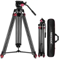 Neewer 200 cm videostatief, robuust camerastatief van aluminiumlegering met 360° vloeistofkop, snelwisselplaat compatibel met Canon Nikon Sony en andere DSLR-camera's en camcorders, draagvermogen 8 kg