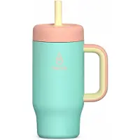 Motivai Kids RVS Drinkbeker met Rietje & Handvat – 530ML – Lekvrij & Dubbelwandig – Thermosbeker To Go voor Kinderen – BPA-vrij – Turquoise