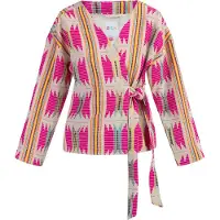 IZIA Gebreid vest lichtbeige / turquoise / donkergeel / magenta