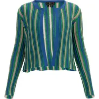 Faina Gebreid vest beige / blauw / grasgroen