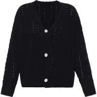 Faina Gebreid vest zwart