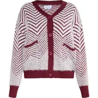 Usha WHITE LABEL Gebreid vest 'Pryam' kersrood / wit