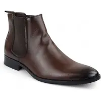 Infinity Leather Bruine Chelsea Slip-On Office enkellaarsjes voor heren