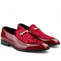 Infinity Leather Heren nette rode loafers met leren voering en fluwelen instappers
