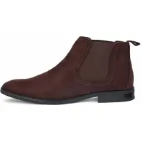 Infinity Leather Heren Chelsea-laarzen van suède met voering van echt leer en instappers