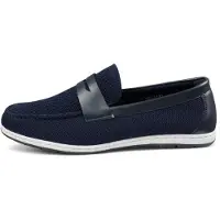Infinity Leather Heren Marineblauwe ademende loafers, lichtgewicht instappers