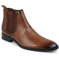 Infinity Leather Bruine Chelsea Slip-On Kantoor Enkellaarsjes voor Heren