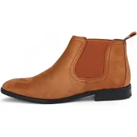 Infinity Leather Heren Chelsea-laarzen van bruin suède met echt leren voering en instappers