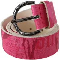 John Galliano Roze Leren Letterlogo Ringgesp Riem