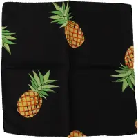 Dolce&Gabbana Zwarte Ananas Gedrukte Vierkante Zakdoek Sjaal