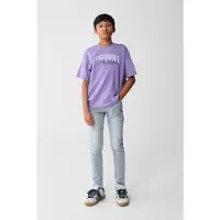 Shoeby T-shirt paars Jongens Katoen Ronde hals Tekst - maat 98/104
