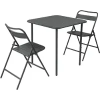 Sweeek - Tuintafel en 2 opklapbare stoelen van metaal - amélia