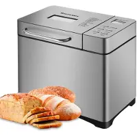 Biolomix 19-in-1 Automatische Broodmachine 1KG – RVS Broodbakmachine 650W met Fruit- & Notendispenser, Timer en Glutenvrij Programma