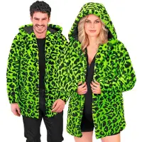 Widmann Bontjas met Kap Pluche Luipaard Neon Groen - Maat L-XL