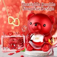 Karma Teddybeer met eeuwige roos en hartketting - Romantisch cadeau