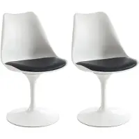 Vente-unique Set van 2 draaibare stoelen van polypropyleen, kunstleer en staal - Wit en zwart - XAFY