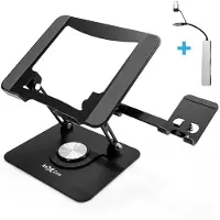 NEXGEN Laptop Standaard Ergonomisch Aluminium - USB Hub - Telefoonhouder - 360* Draaibaar - Universeel 10 tot 17.4 inch - Ergonomisch - Zwart