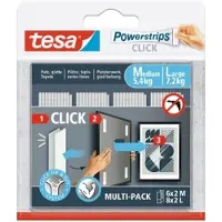 TESA Zelfklevende Strip Powerstrips Click Combo 6x2 Medium & 8x2 Stuks Large