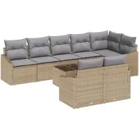 vidaXL Tuinbank Set 9 st Beige en Lichtgrijs poly rattan