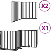 vidaXL Hondenhek inklapbaar 8 panelen 640 cm populierenhout zwart