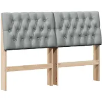 vidaXL Gestoffeerd hoofdbord Lichtgrijs 160 cm Massief grenenhout