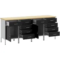 vidaXL Werk Cabinet met lade 4 st Zwart en Grijs 200 x 55 x 85 cm