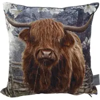 Ptmd Bizon rechthoekig kussen - 60 x 10 x 40 cm - katoen fluweel dieren Bison