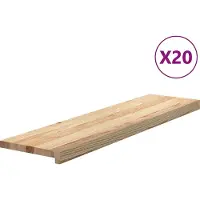 vidaXL Traptreden 20 st 100x30x2 cm onbehandeld massief eikenhout