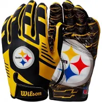 Wilson - NFL - Receiver Gloves - Stretch Fit - Team Gloves - Pittsburgh Steelers - YOUTH - One Size