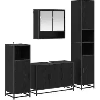 vidaXL Badkamermeubel Set 4 st Zwart Eiken 35 x 37,5 x 188,5 cm