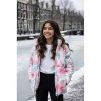 Ducksday - Winterjas voor kinderen - Sherpa fleece - waterdicht - winddicht - Skijas - Meisje - - Bliss - maat 134/140 - 10 jaar
