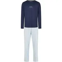 Phil&Co. Pyjama lang ' Unlimited Adventure ' blauw gemêleerd / wit