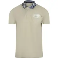 Cavalli Class Gestreepte Beige Poloshirt Met Kraag