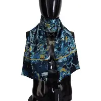 Dolce&Gabbana Blauwe Marmeren Pinstripe Versleten Heren Sjaal